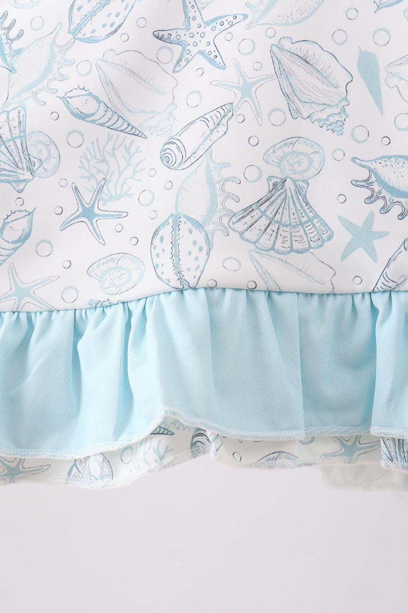 Sea shell ruffle 2pc swimsuit