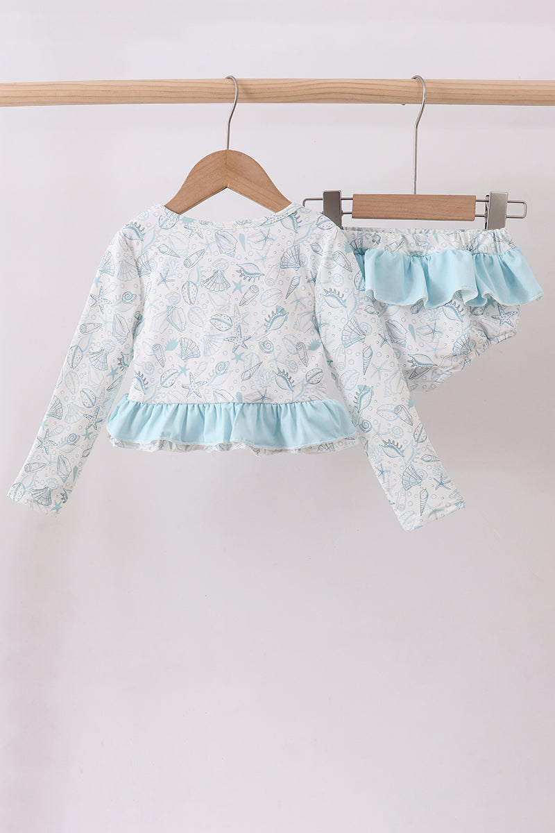 Sea shell ruffle 2pc swimsuit