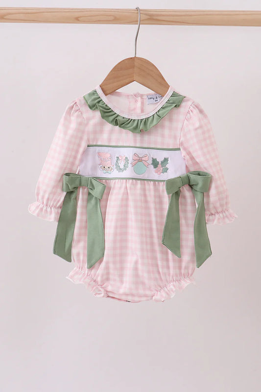 Pink nutcracker embroidery gingham bubble