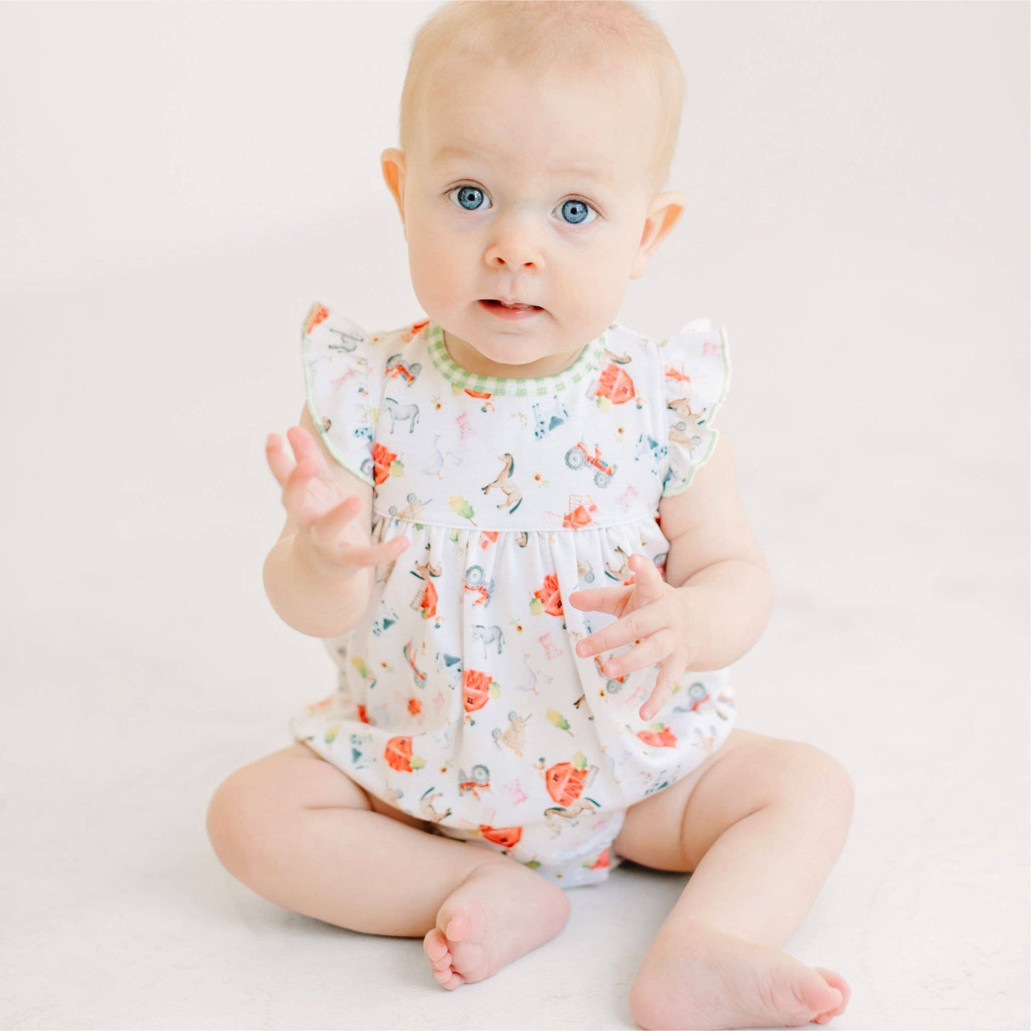 Barnyard Babies Print Ruffle Bubble