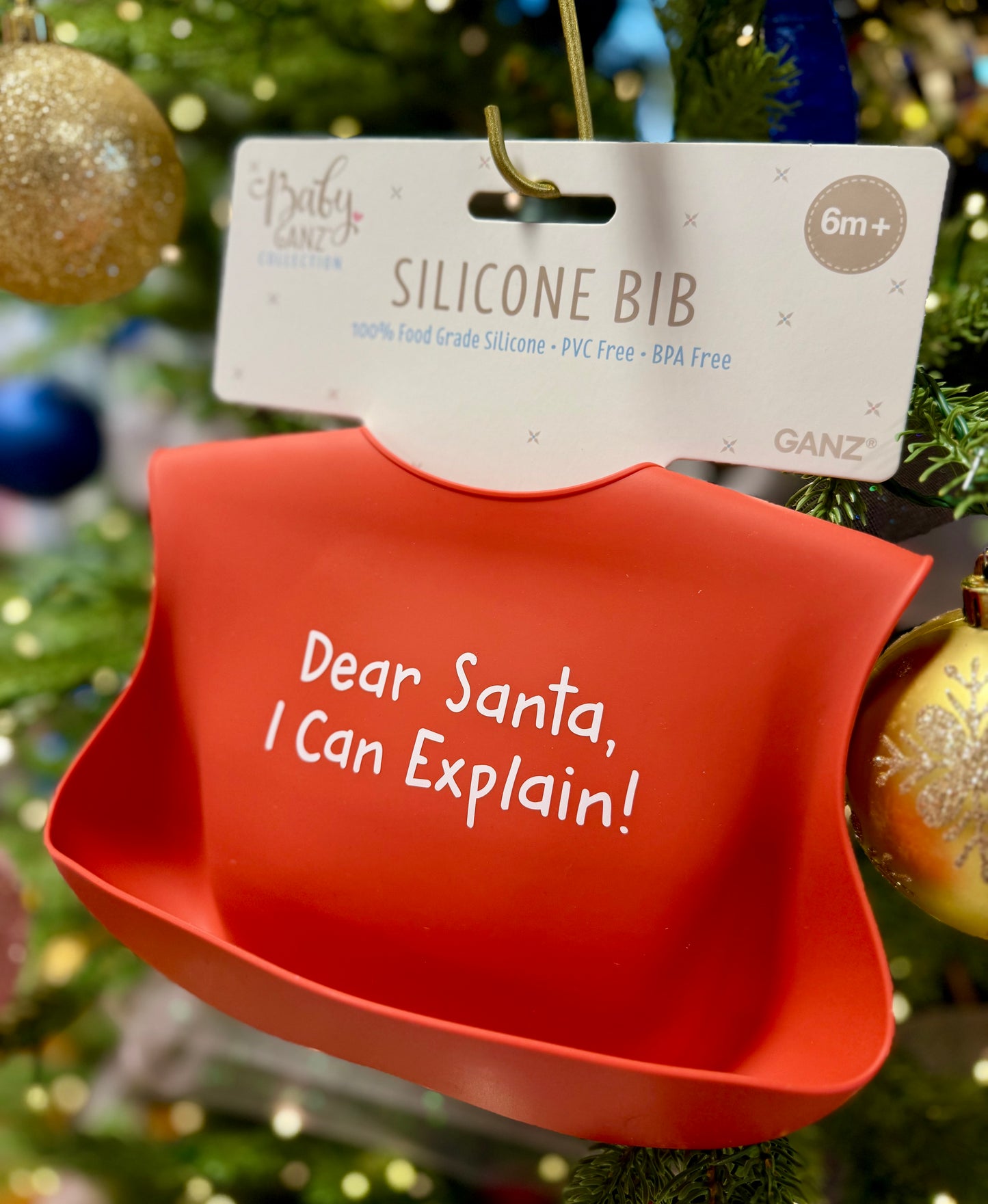12” Silicone Bib Baby Ganz- Red