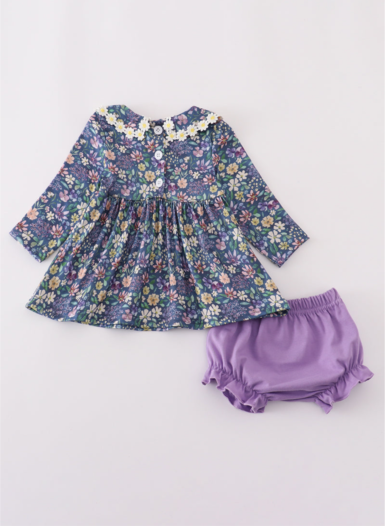 Purple floral lace bloomer set