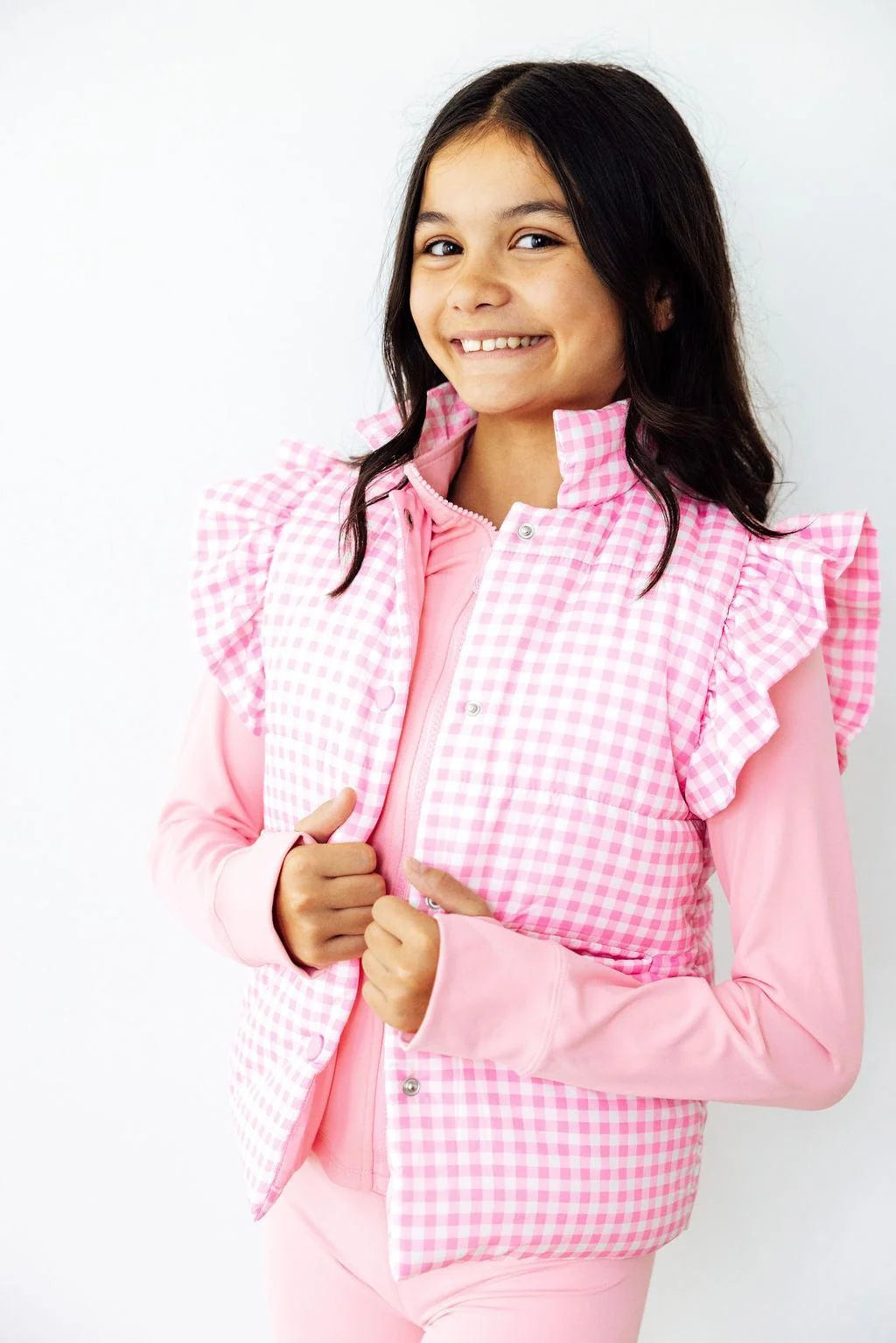 GO-GETTER GINGHAM PUFFER VEST