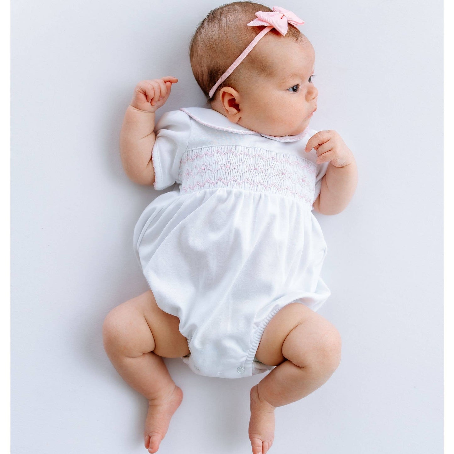 Lizzie's Classics Smocked Short Sleeve Bubble - Pink