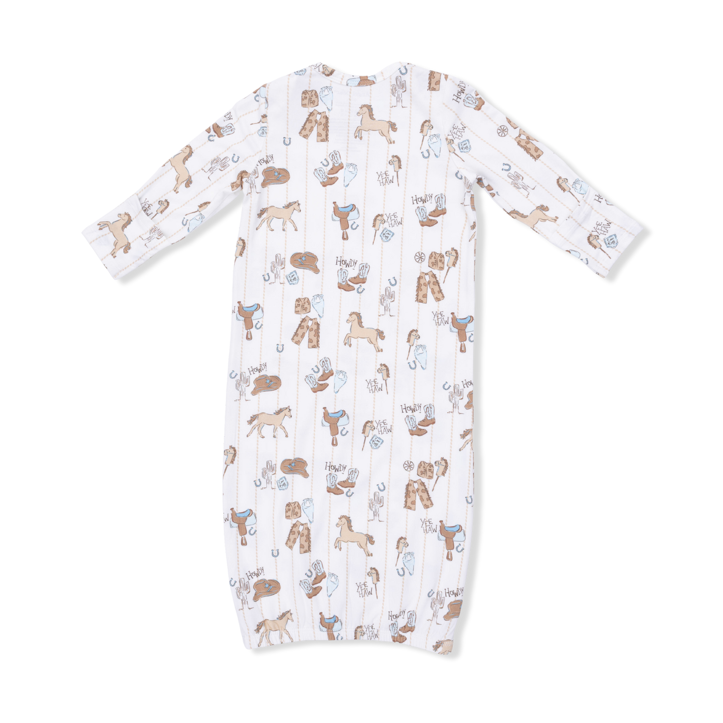 Cowboy Nursery - Lap Shoulder Gown & Beanie Hat: 0-3M