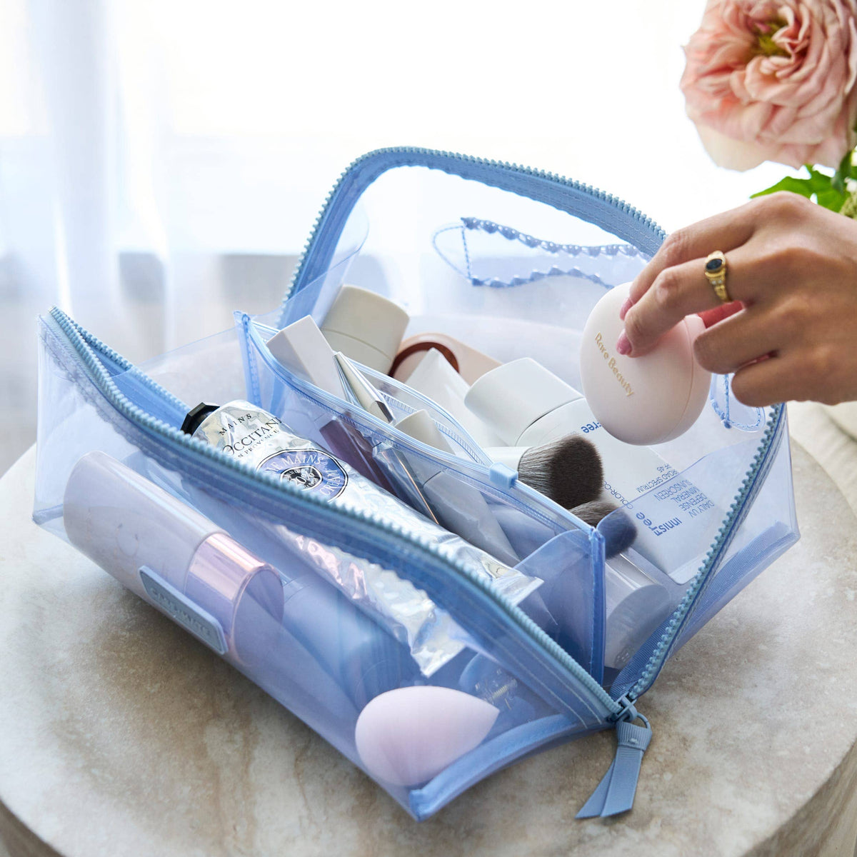 Jelly Cosmetic Bag – Waterproof Lay-Flat Makeup Bag: Ballet Pink Bow