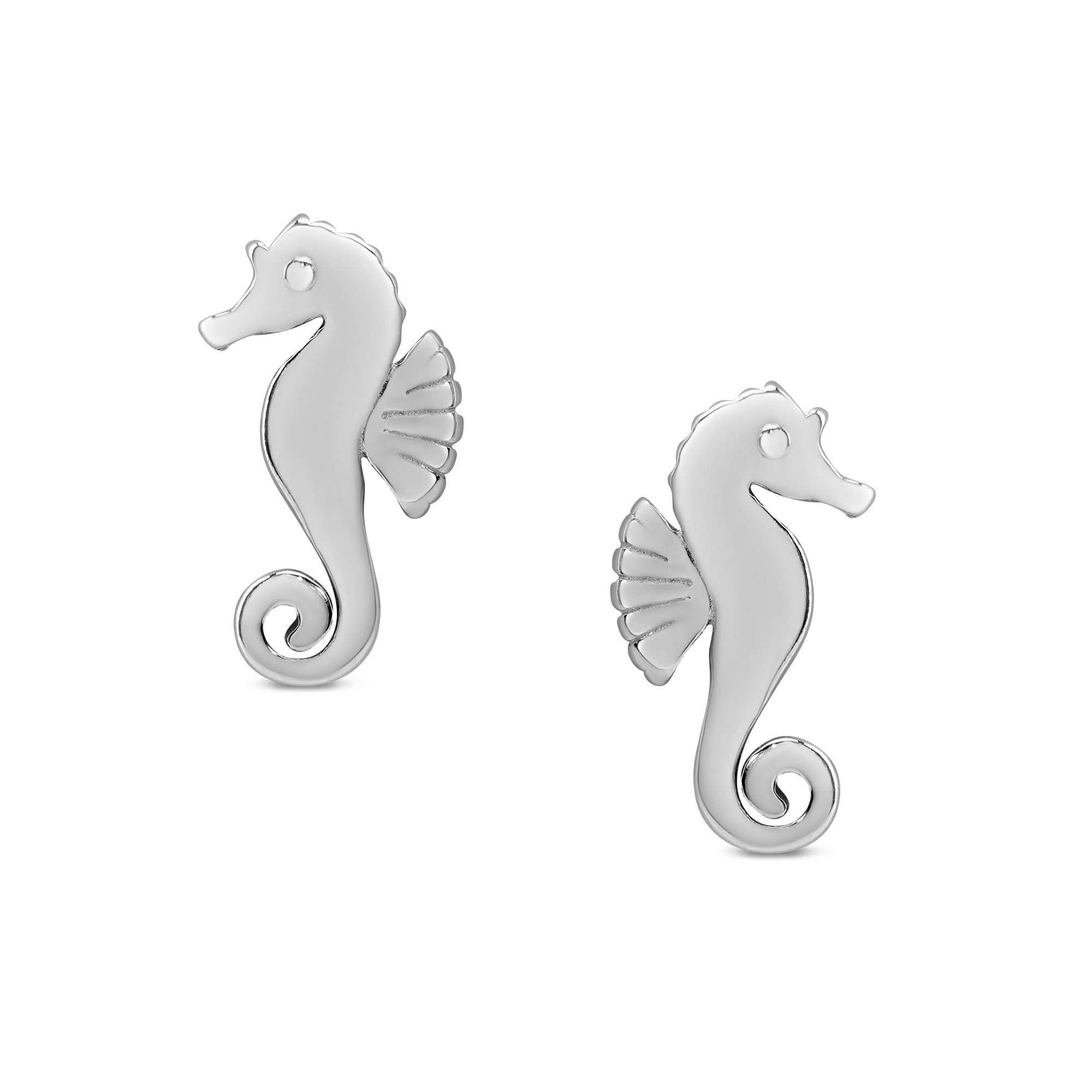 Sea Horse Stud Earrings In Sterling Silver