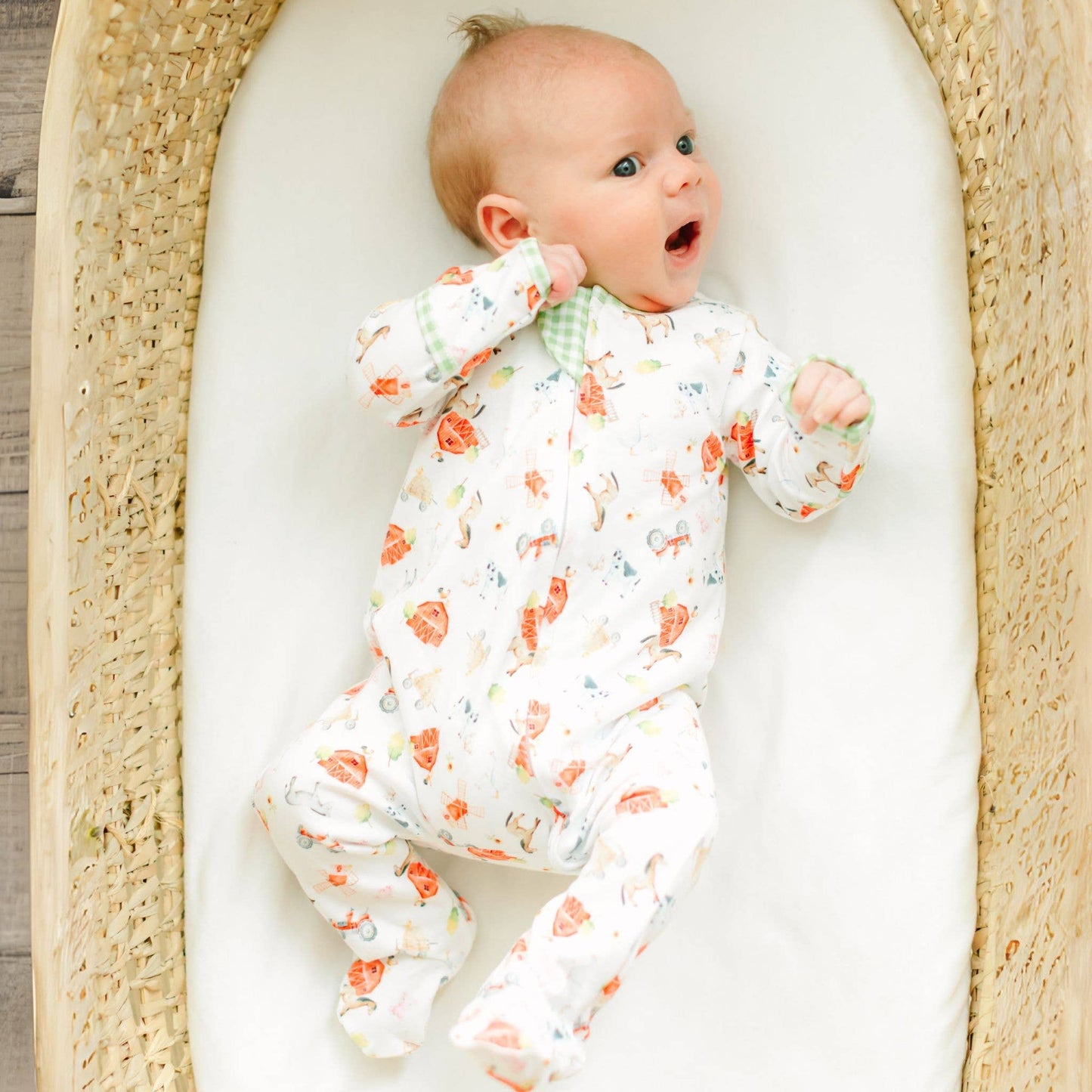 Barnyard Babies Print Zip Footie