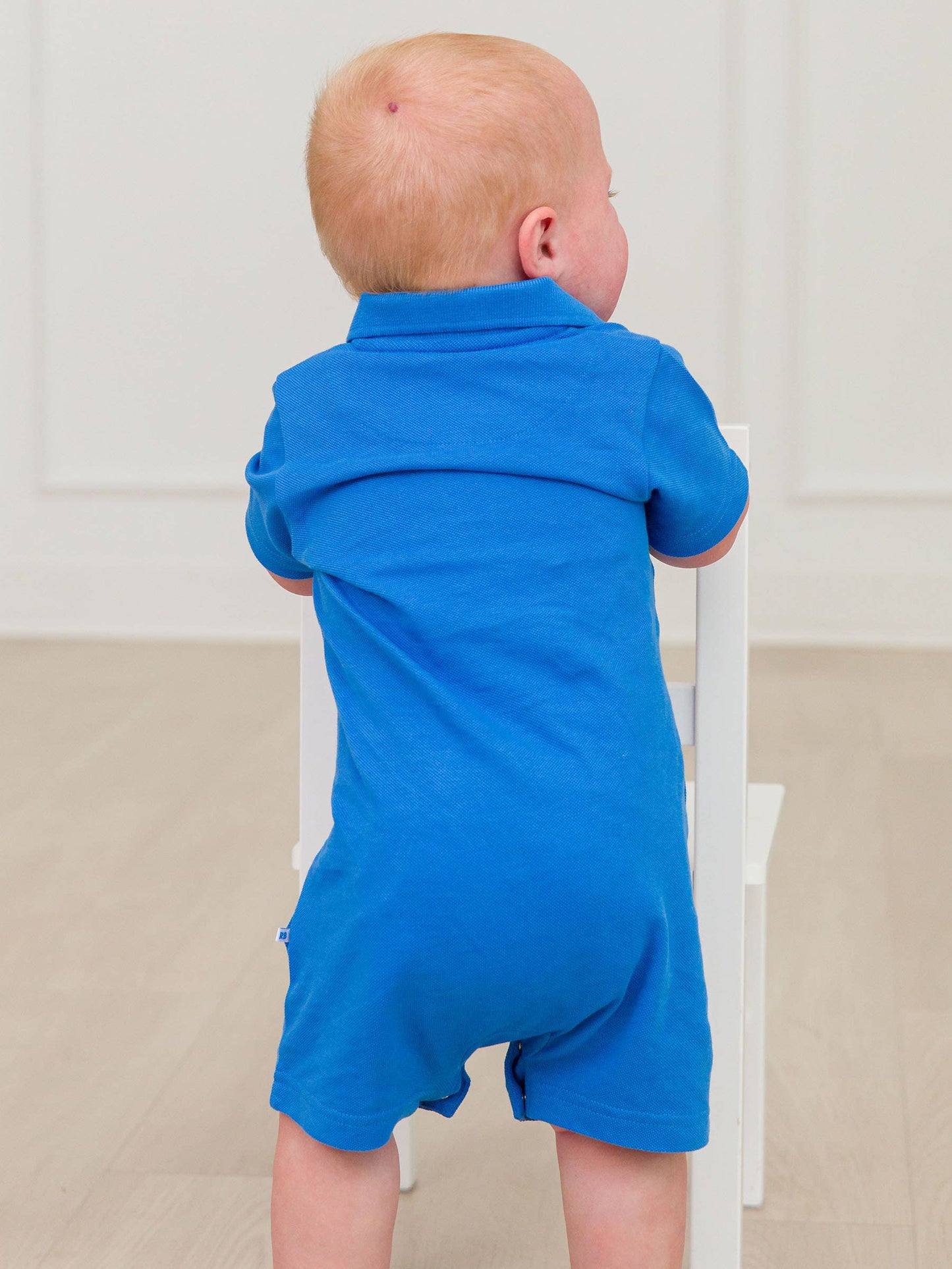 Baby Boys Sonic Blue Pique Polo Romper: Blue