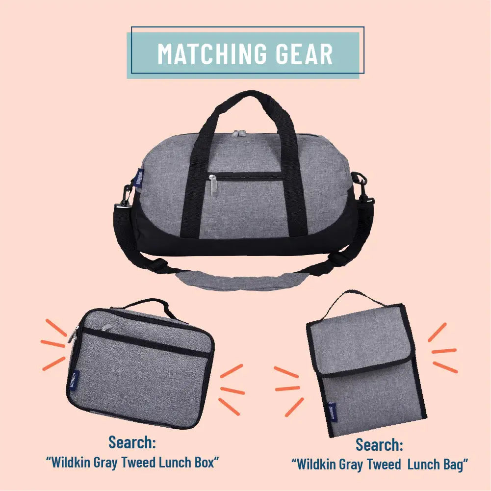 Gray Tweed Overnighter Duffel Bag