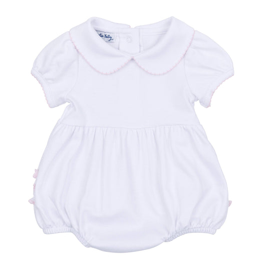 Essentials Solid Collared Ruffle Bubble - White Pink