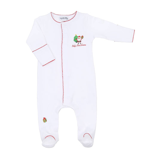 Jolly Holiday Emb Baby's First Footie: White