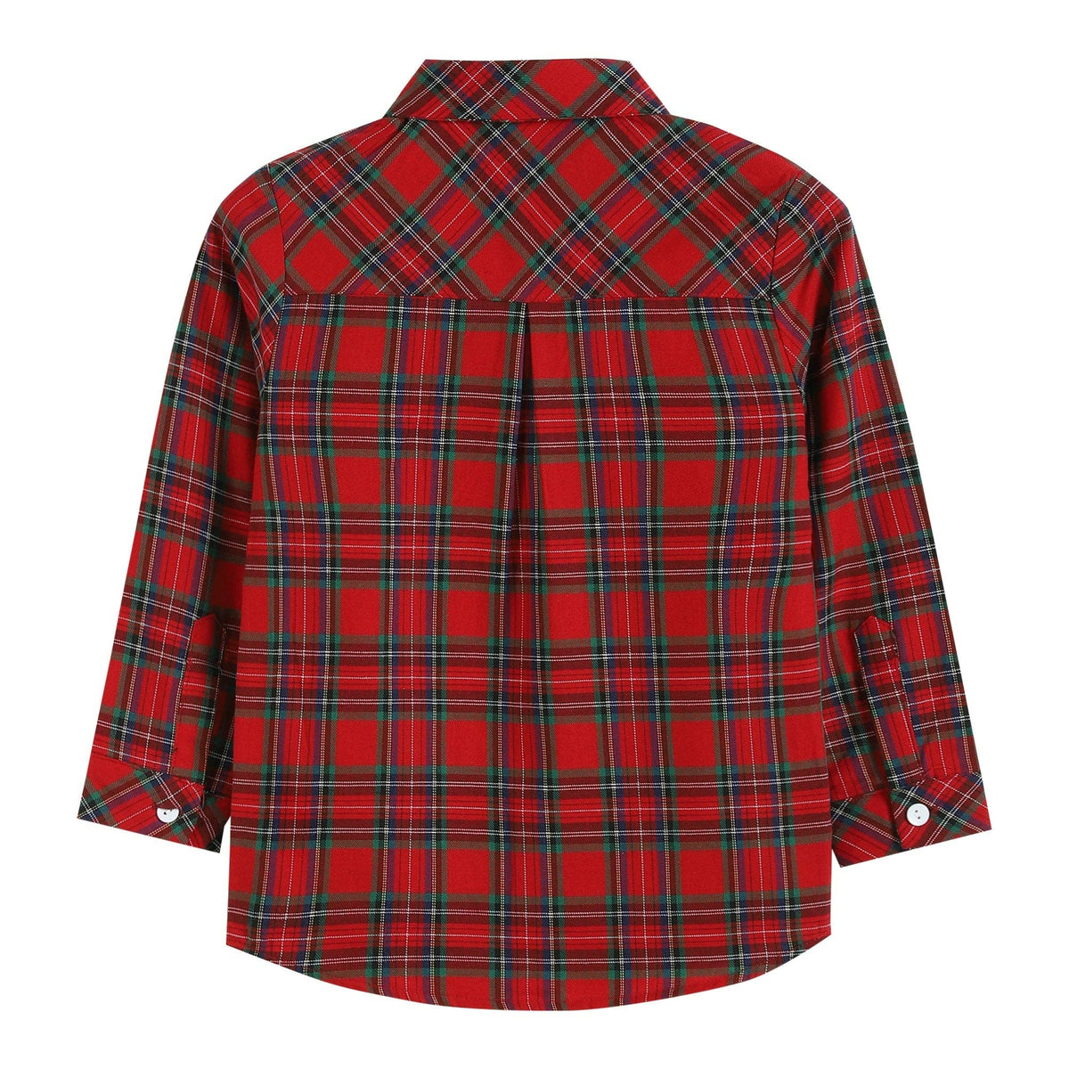 Red and Green Tartan Boy Dress Shirt: Red