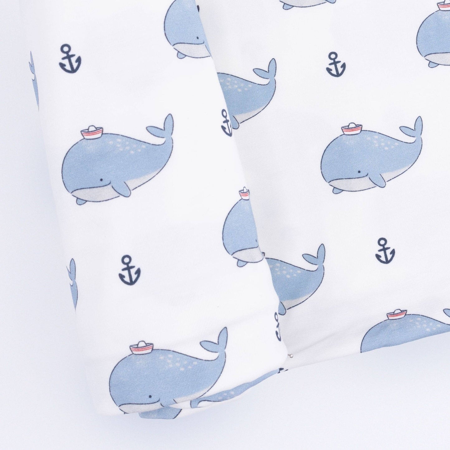 Bubbly Sailor Whales Blue - Swaddle Blanket: 45X45