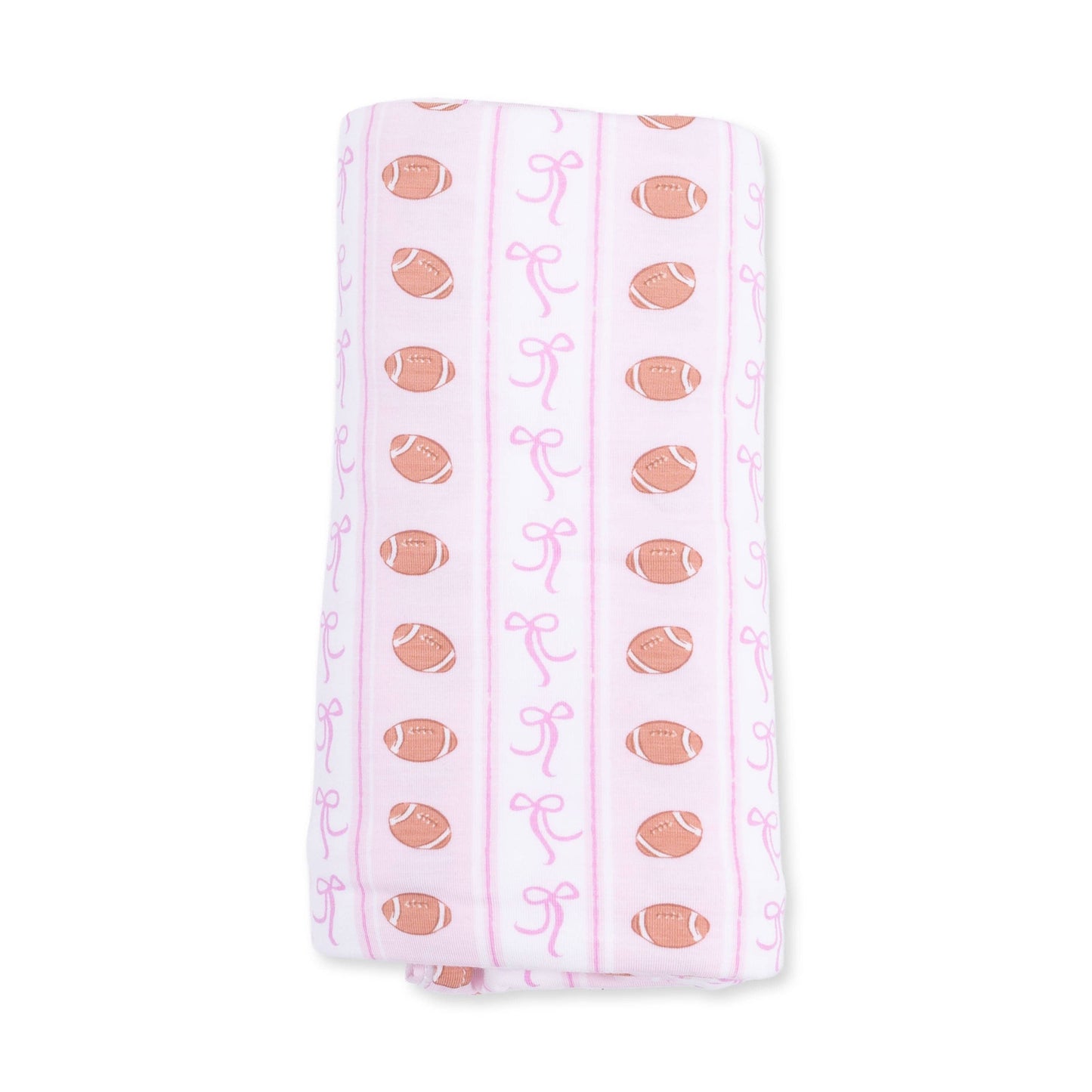 Football Bow Stripe - Swaddle Blanket: 45X45