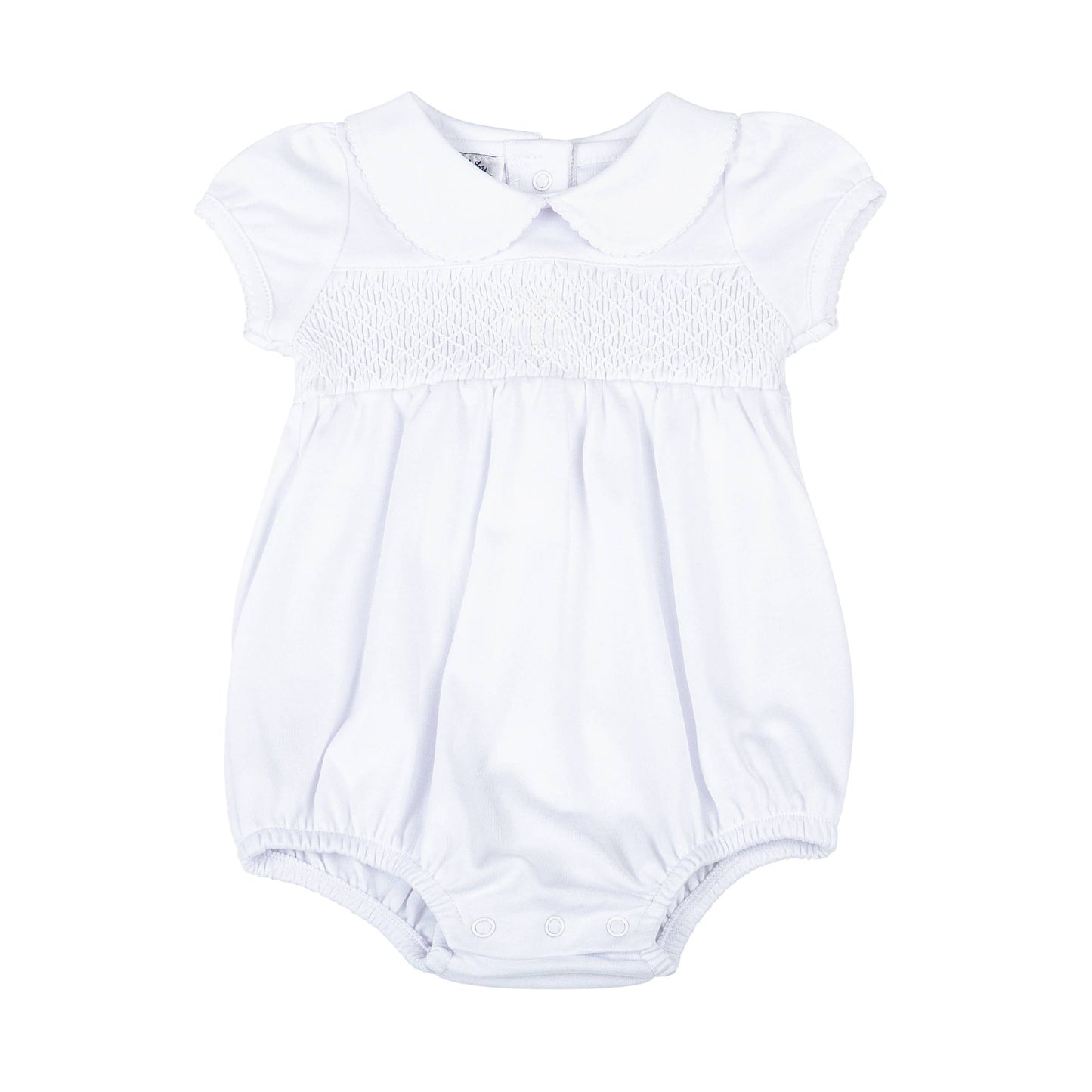 Blessed Smocked Collared S/S Unisex Bubble - White: White