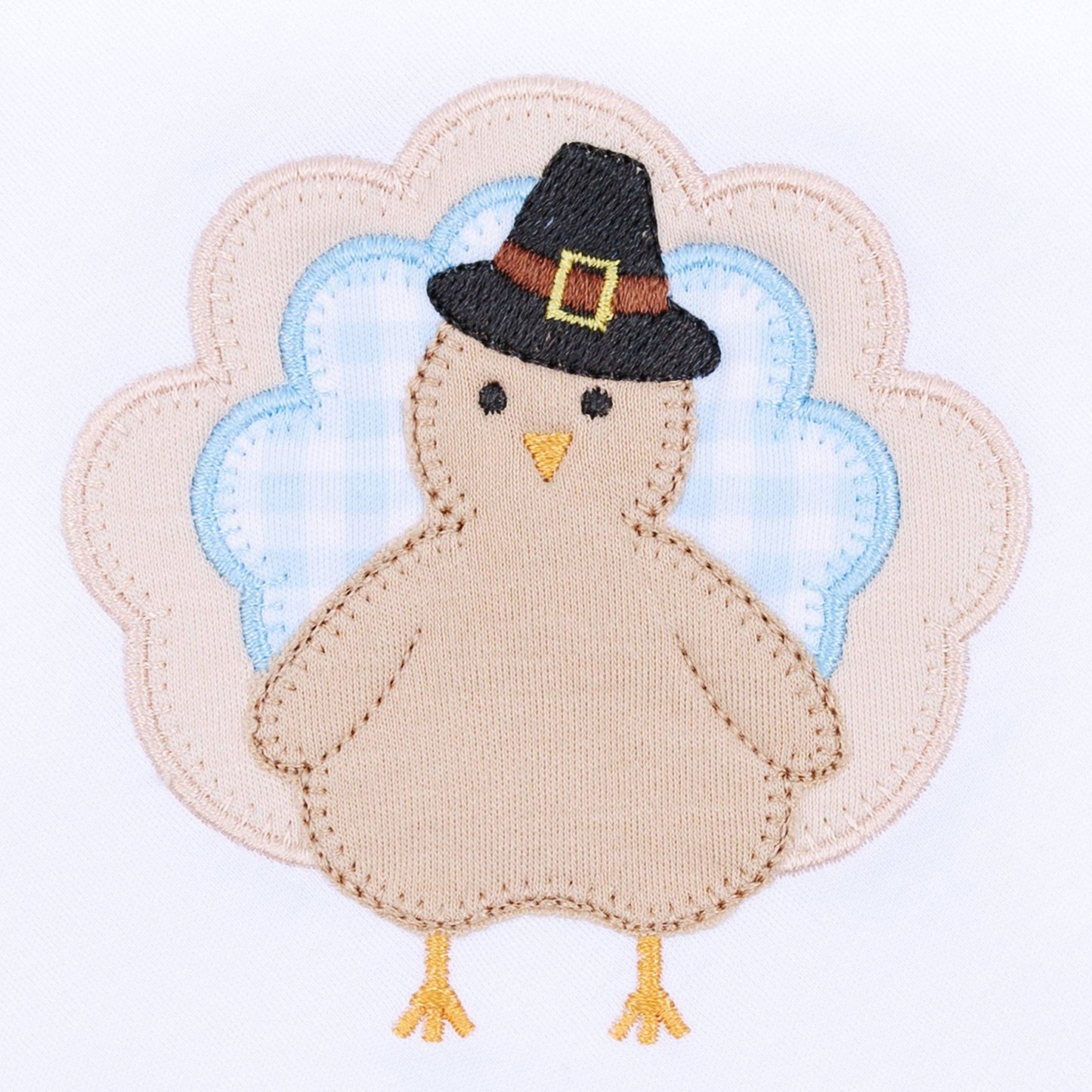 Pilgrim Pals Applique Baby's First Thanksgiving Lap Footie - Light Blue