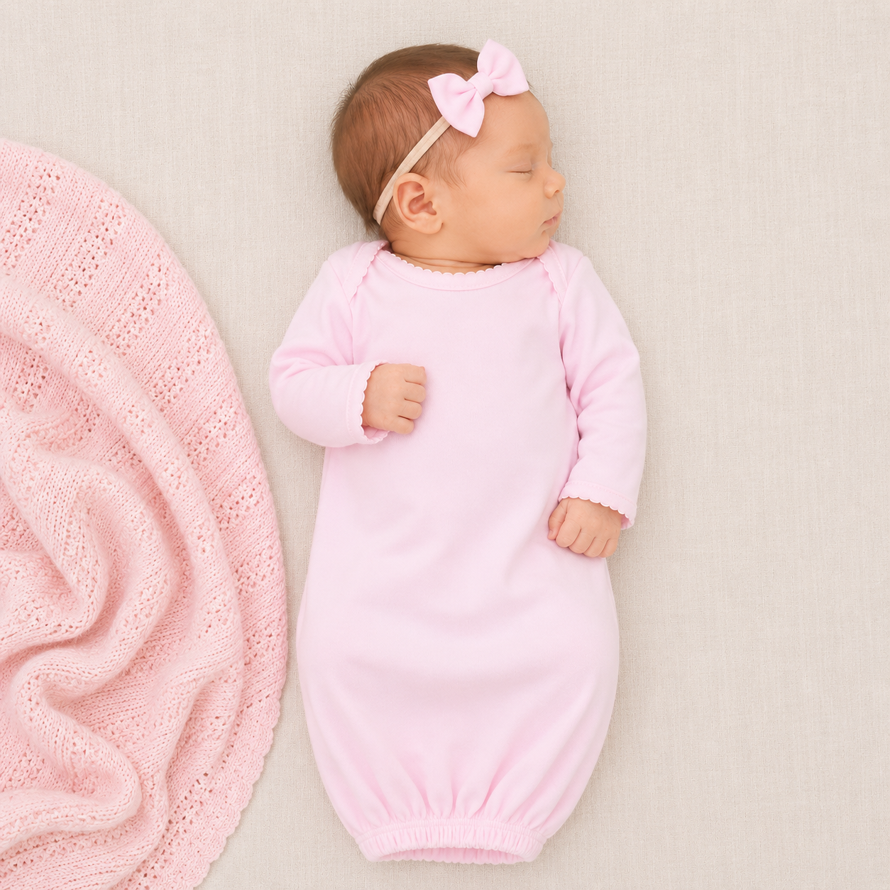 Essentials Solid Pink Lap Gown: Pink
