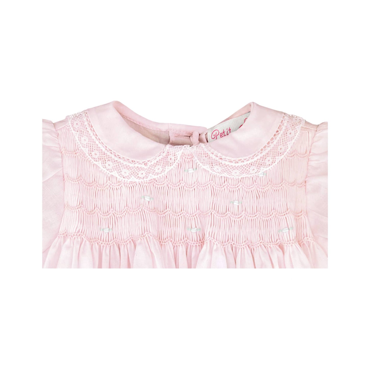 Fully Smocked Dress with Lace: Pink / Newborn