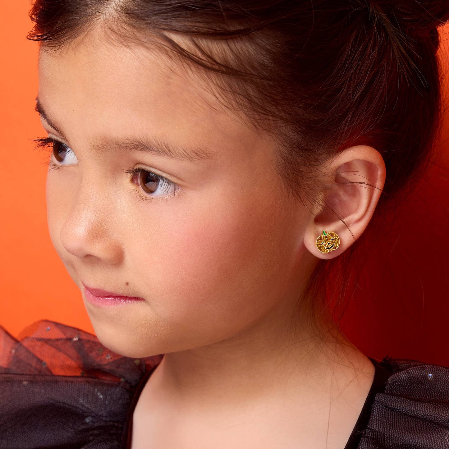 Glitter Pumpkin | Halloween | Stud Earrings for Girls