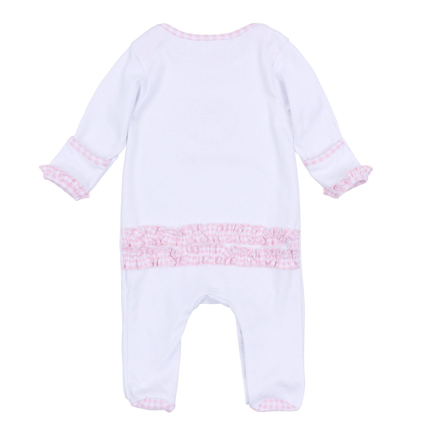 Pilgrim Pals Applique Baby's First Thanksgiving Ruffle Lap Footie - Pink