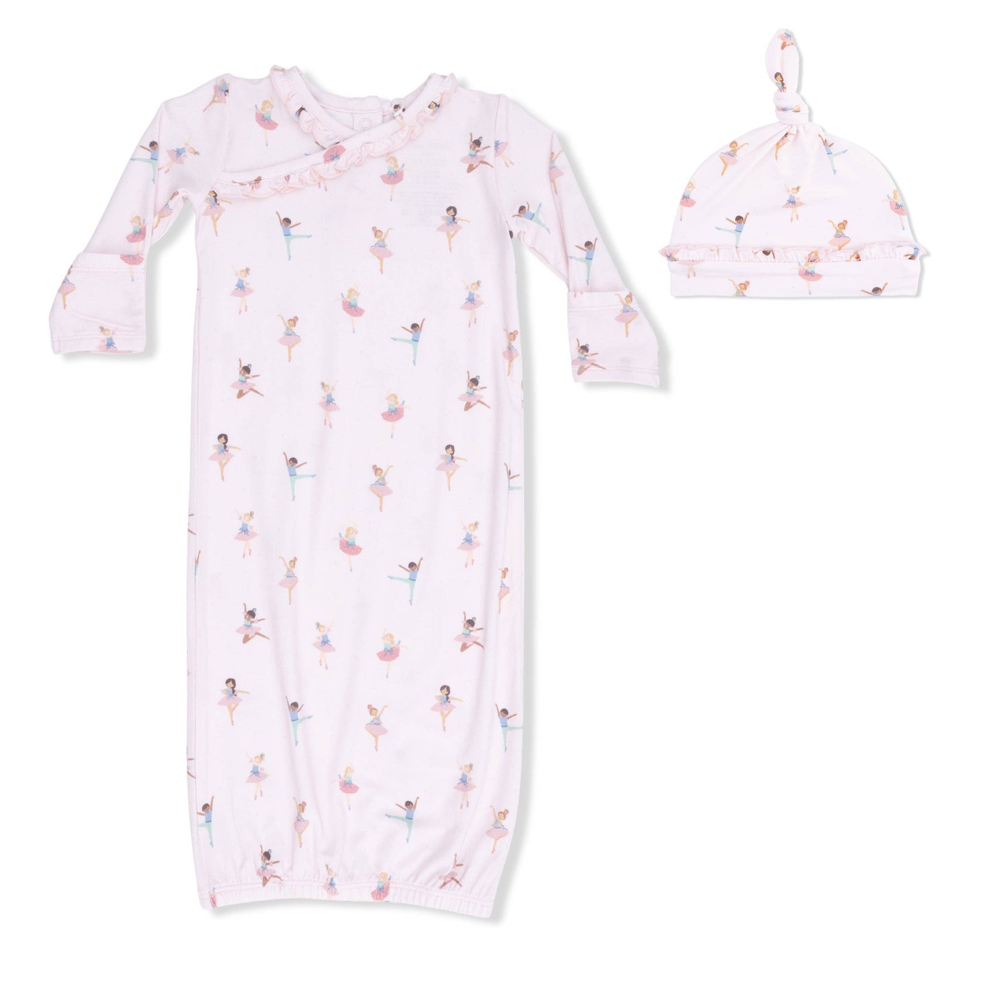Petite Ballet - Kimono Gown & Ruffle Knotted Hat: 0-3M