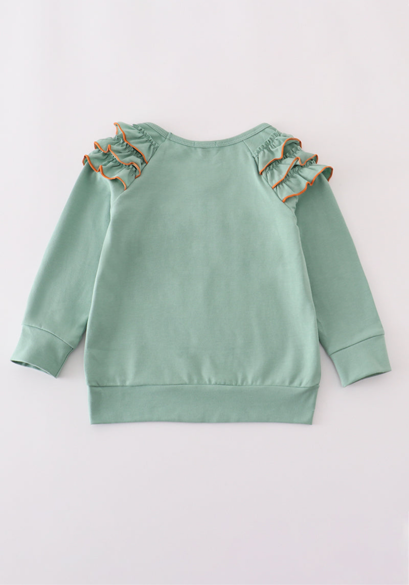 Sage Pumpkin French Knot Ruffle Top