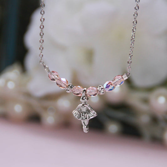 Dance Ballet Pink Crystal Necklace CJ-366