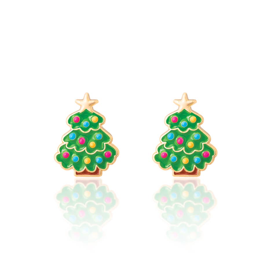Happy Christmas Tree Earrings | Studs | Stocking Stuffer