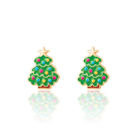 Happy Christmas Tree Earrings | Studs | Stocking Stuffer