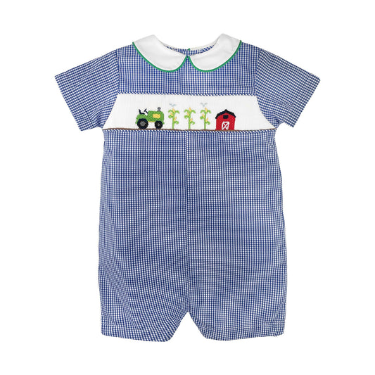 Farm Scene Romper with Hand Picture Smocking
