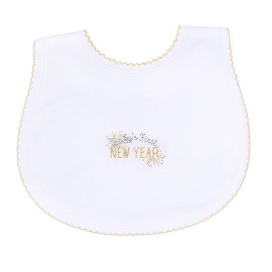 Baby's First New Year Gold Emb Bib: Gold / O/S