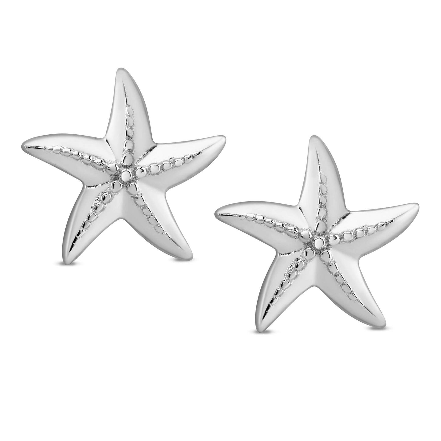 Star Fish Stud Earrings In Sterling Silver