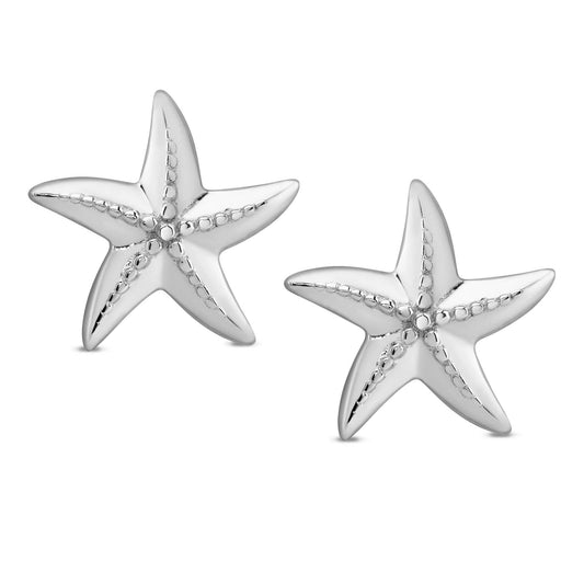 Star Fish Stud Earrings In Sterling Silver