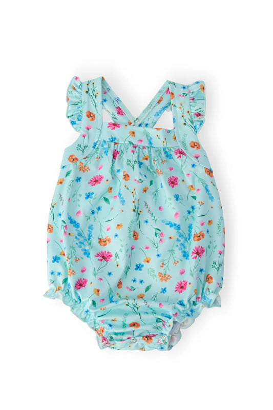 BLUEBELL BREEZE RUFFLE CROSS BACK ROMPER