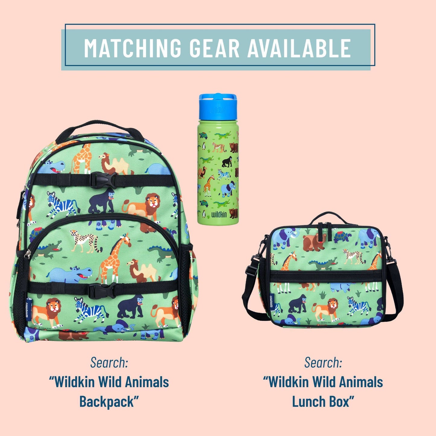 Wild Animals 18 oz Steel Water Bottle