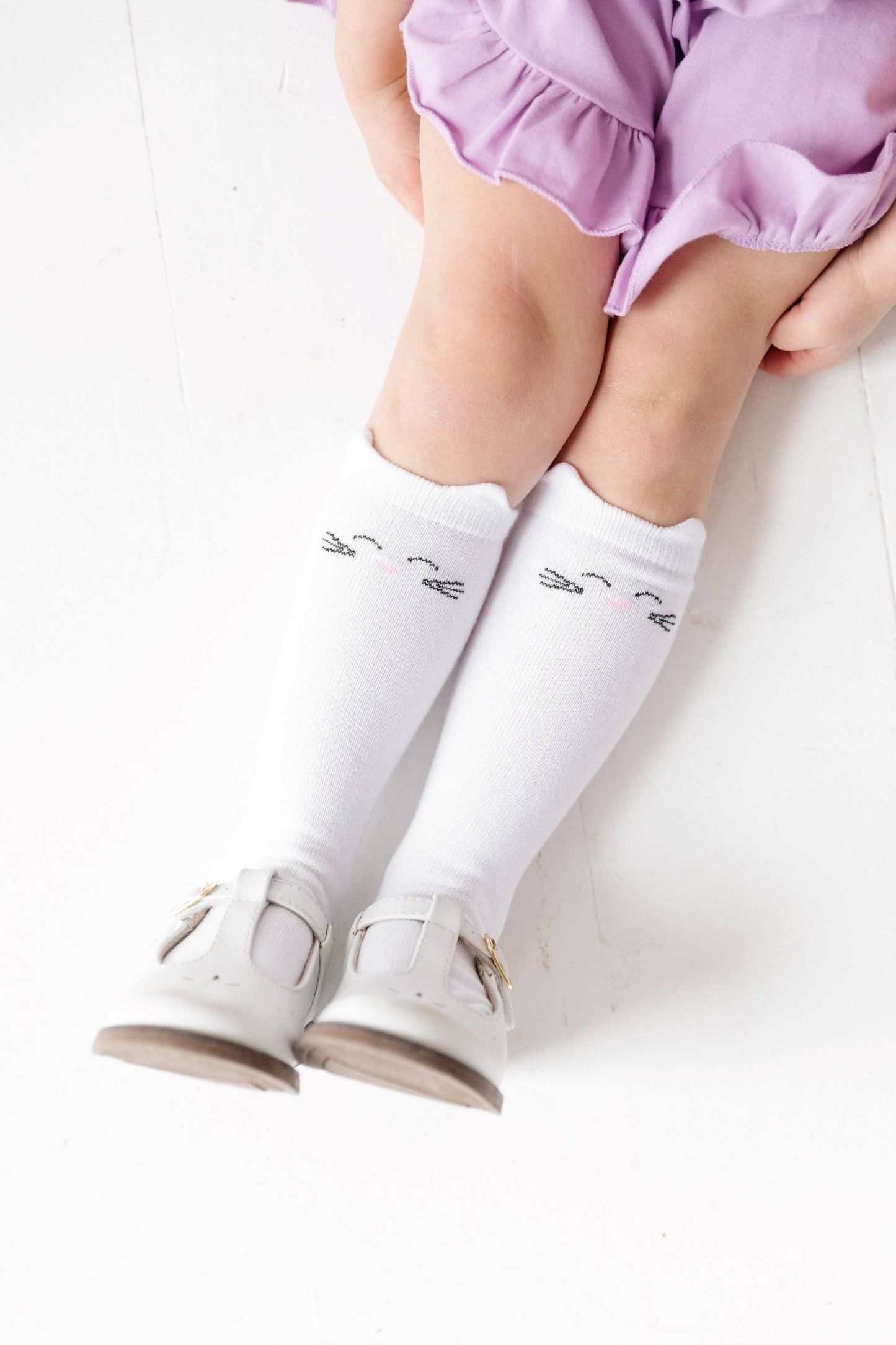 White Cat Knee High Socks