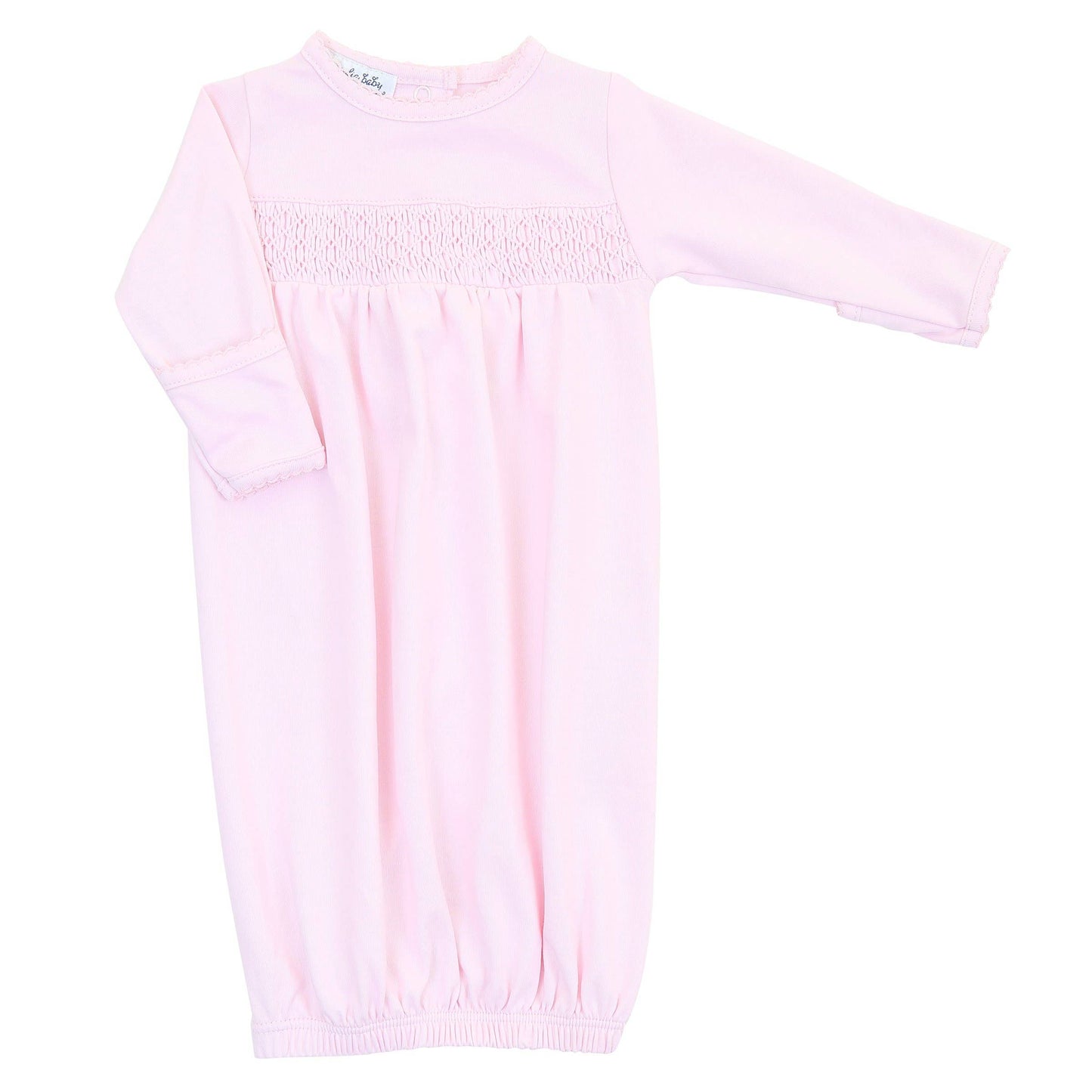 Solid Pink Smocked Gown: Pink