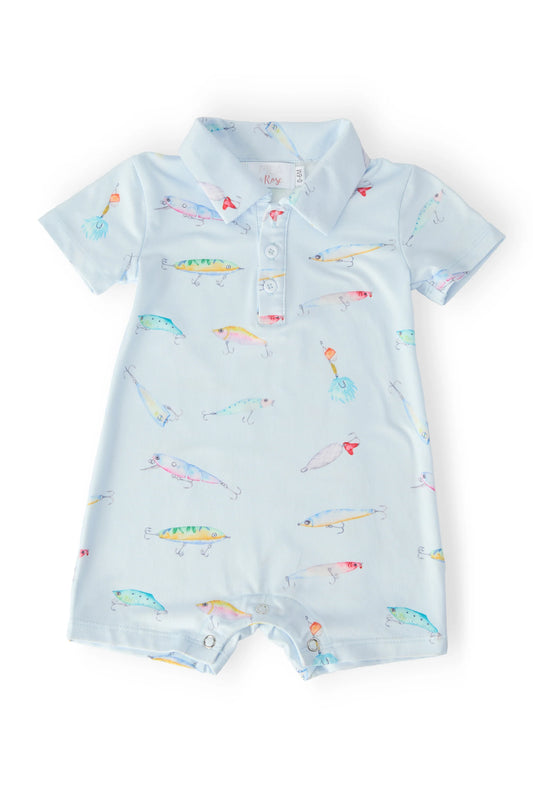 FISH HOOK POLO SHORTY ONE-PIECE