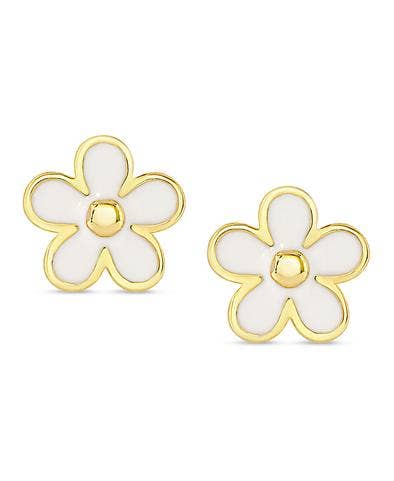 Flower Stud Earrings: White