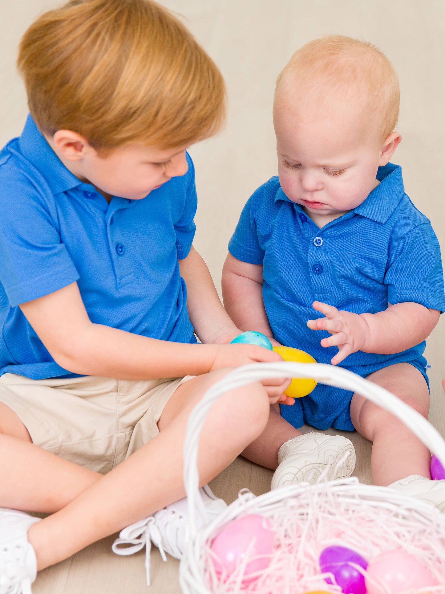 Baby Boys Sonic Blue Pique Polo Romper: Blue