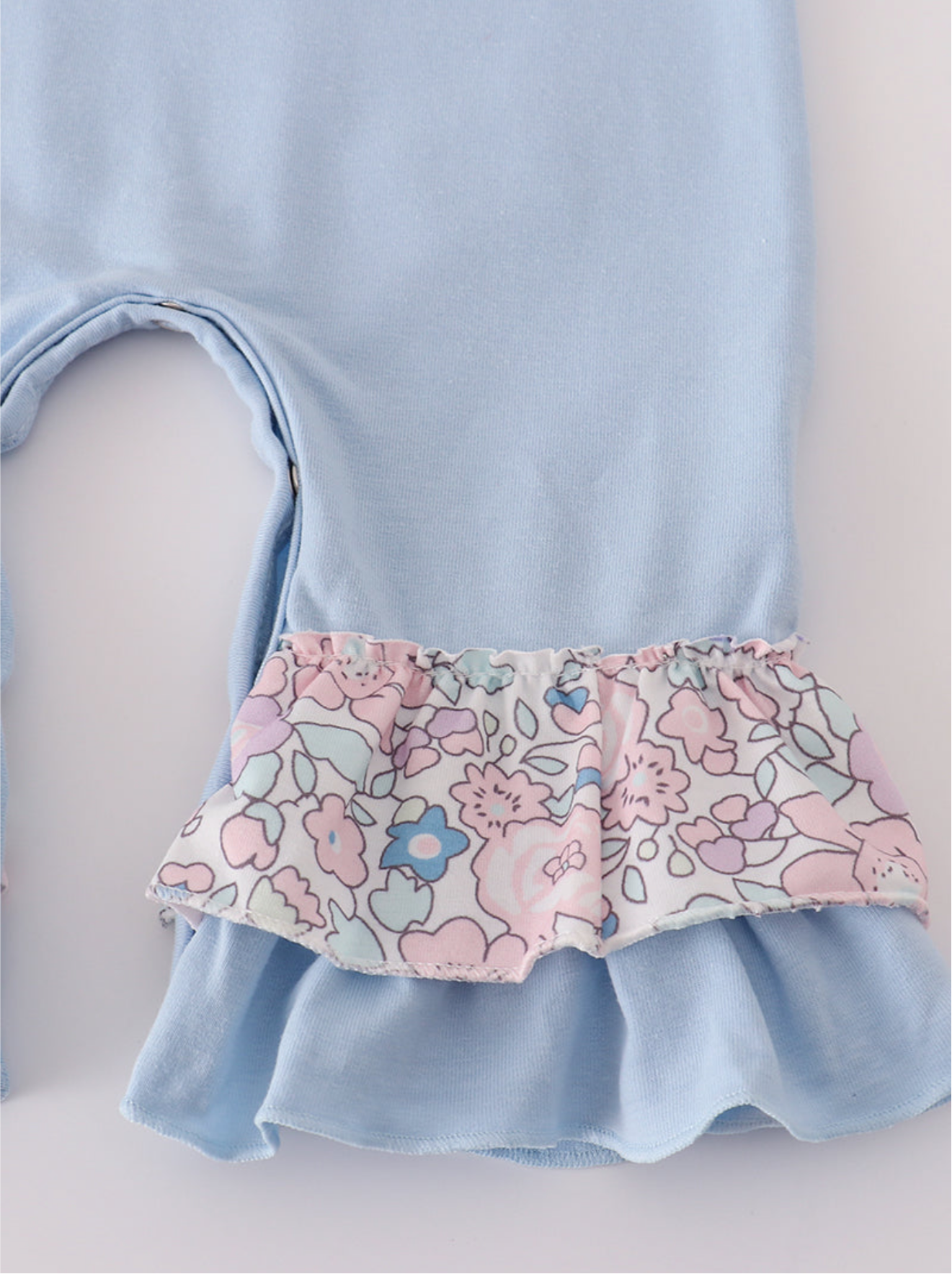 Blue turkey applique ruffle romper