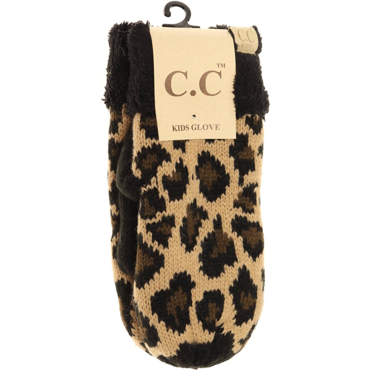 KIDS Leopard Print CC Mittens: Black