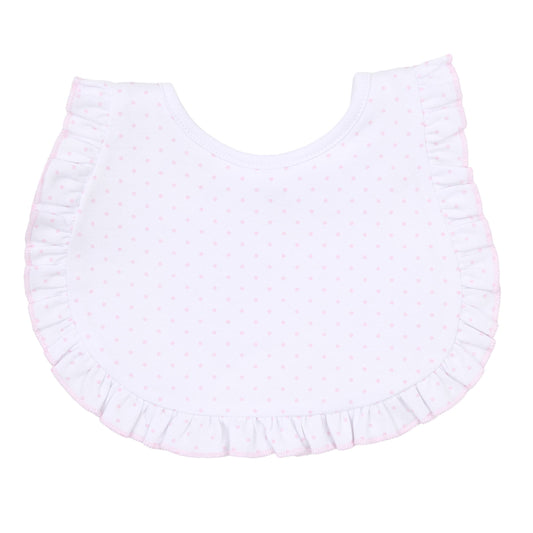 Mini Dots Ruffle Bib - Pink: Pink / O/S