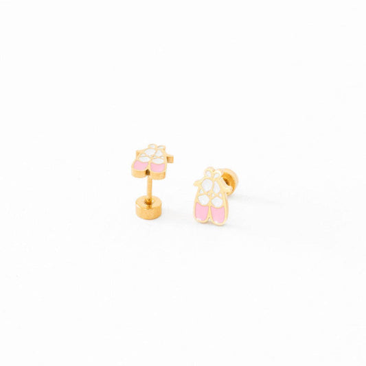 Ballet Slipper  Stud Earrings - Hypoallergenic, Flat Back: Pair