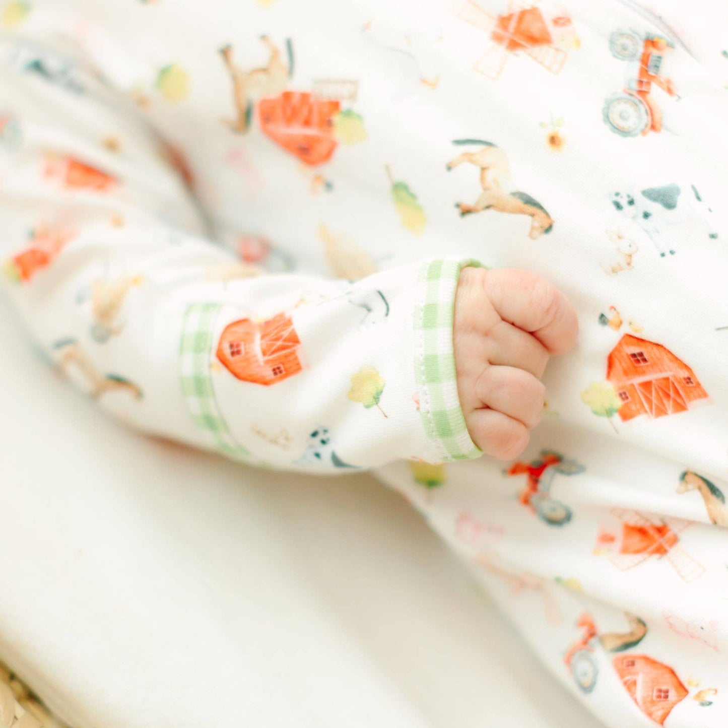 Barnyard Babies Print Zip Footie