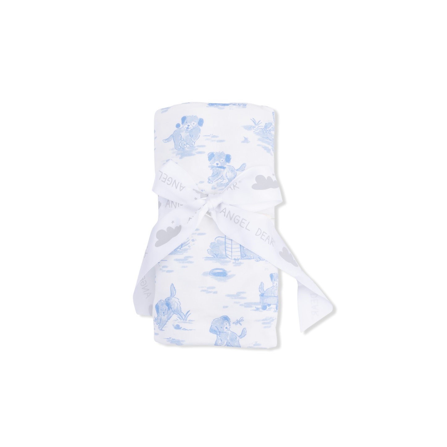 Puppy Toile Blue - Swaddle Blanket: 45X45