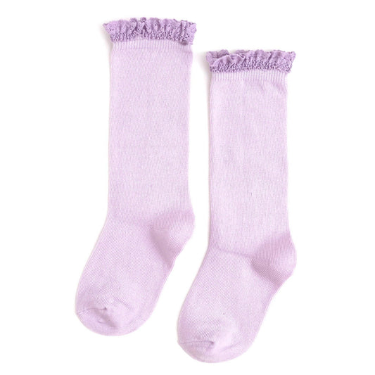 Lilac Lace Top Knee High Socks: 0-6 MONTHS