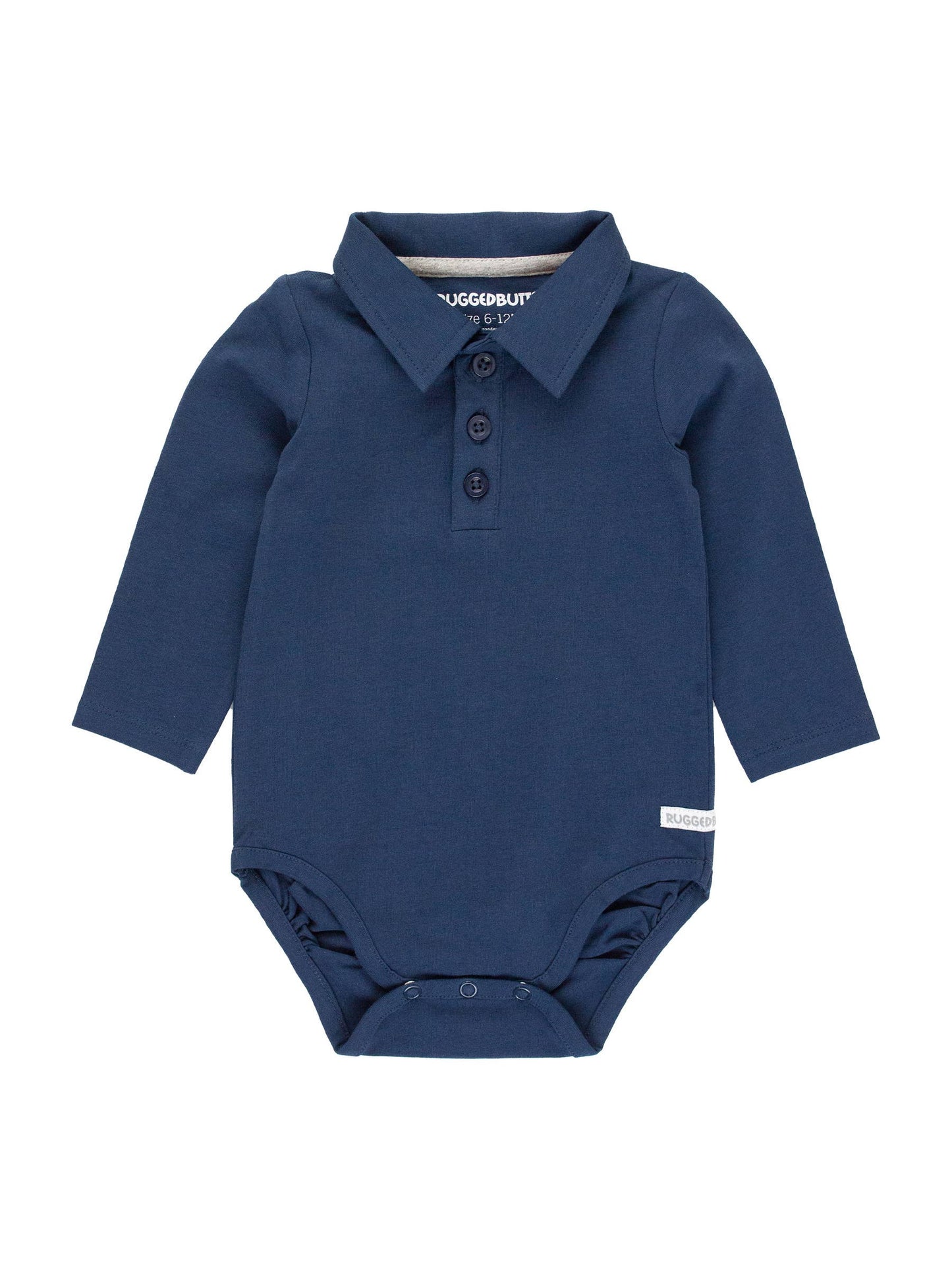 Baby Boys Dark Navy Knit Polo Bodysuit: Navy