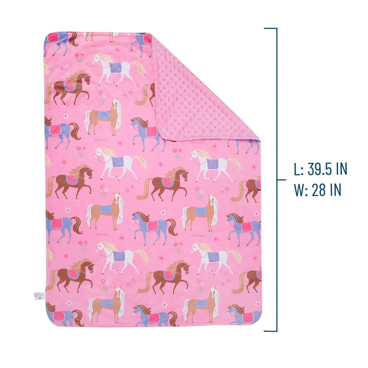 Horses Plush Blanket - Pink